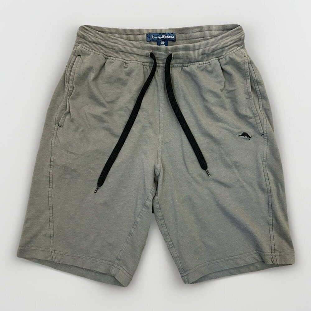 Tommy Bahama Men's Shorts Size S Gray Logo Pockets Drawstring Cotton Blend GUC
